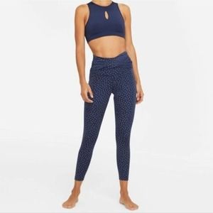 Nike Women's Small Blue Yoga Dots Twist Waist 7/8 Capri Leggings